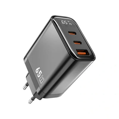 شاحن WIWU Firefly السريع بتقنية GaN بقدرة 65 واط – 2 USB-C + 1 USB-A