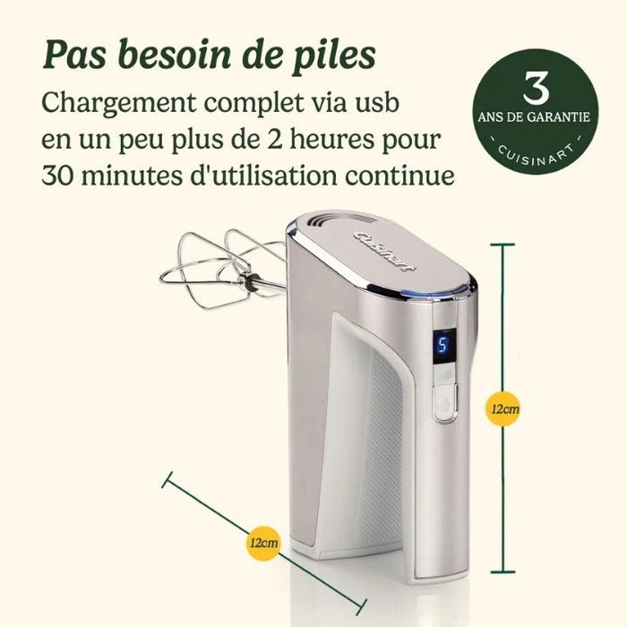 Cuisinart Cordless Hand Mixer RHM100E | Stainless Steel Whisks