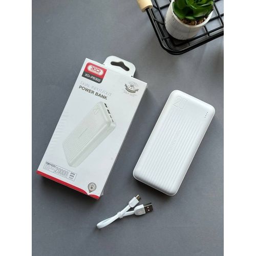 باور بانك XO PB302 20000mAh بشاشة LED – أبيض
