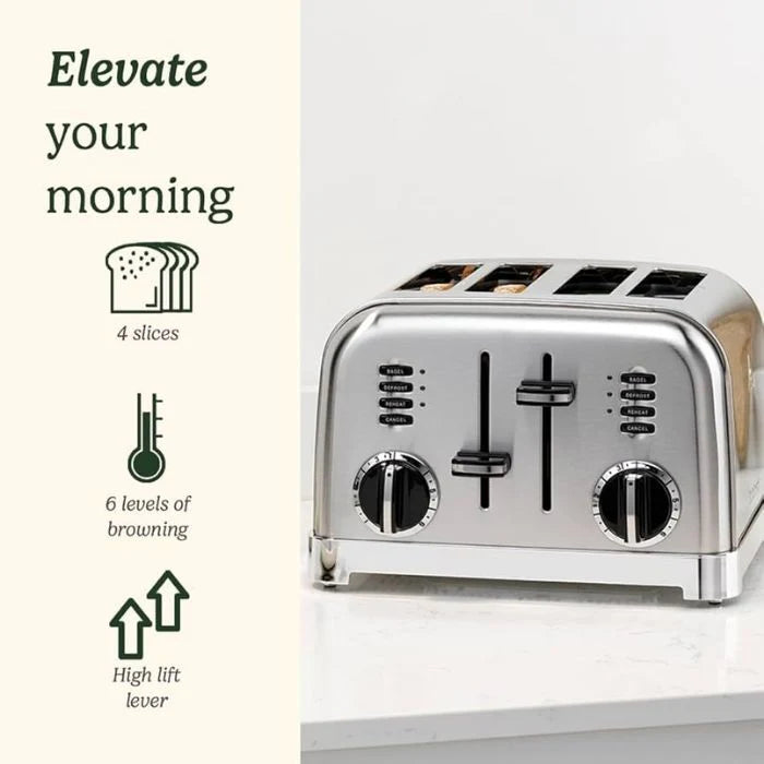 Cuisinart 4 Slice Toaster 1800W CPT180PIE - Stylish Pink Stainless Steel