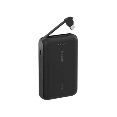 بنك طاقة بيلكين 10K مع كابل USB-C مدمج - خفيف الوزن وشحن سريع