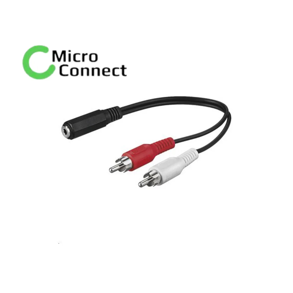 MicroConnect Audio Adapter Cable – 3.5mm Female to 2x RCA Male, 0.2m