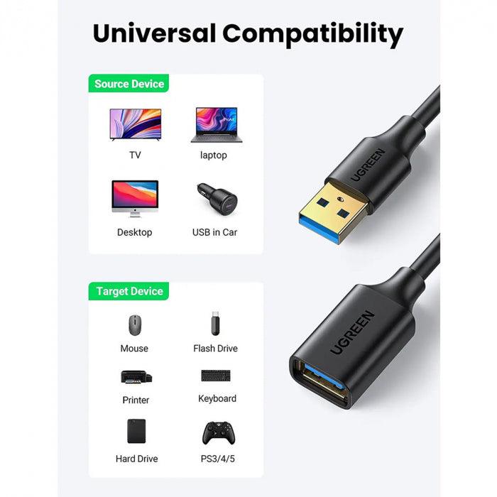 UGREEN USB 3.0 Extension Male Cable 3m (Black) 30127