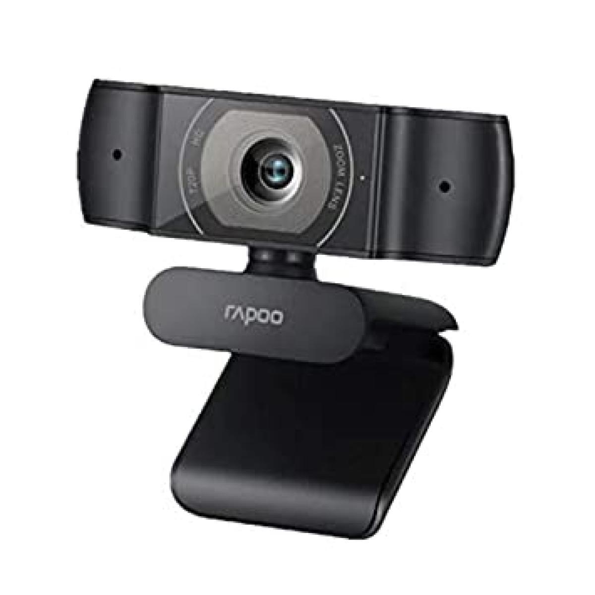 Rapoo C200 720p HD USB Black, 360° Horizontal, 100° Super Wide-Angle Webcam with Microphone for Live Broadcast Video Calling Conference