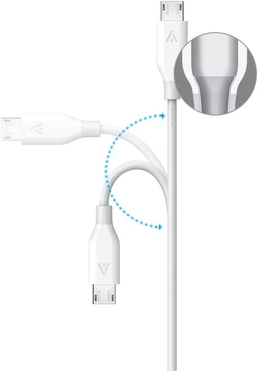 كابل Anker PowerLine Micro USB (6 قدم) باللون الأبيض معبأ في عبوة غير متصلة بالإنترنت V3 