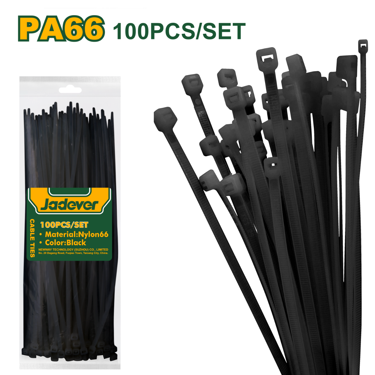 Jadever Cable Ties 350×4.8mm 100 Pack - Black