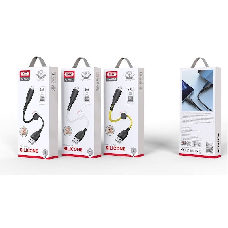 كابل XO NB247 USB إلى microUSB 6A قصير أسود