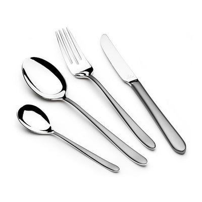 Arshia 26-Piece Stainless Steel Cutlery Set with Metal Stand – Shiny Silver Finish