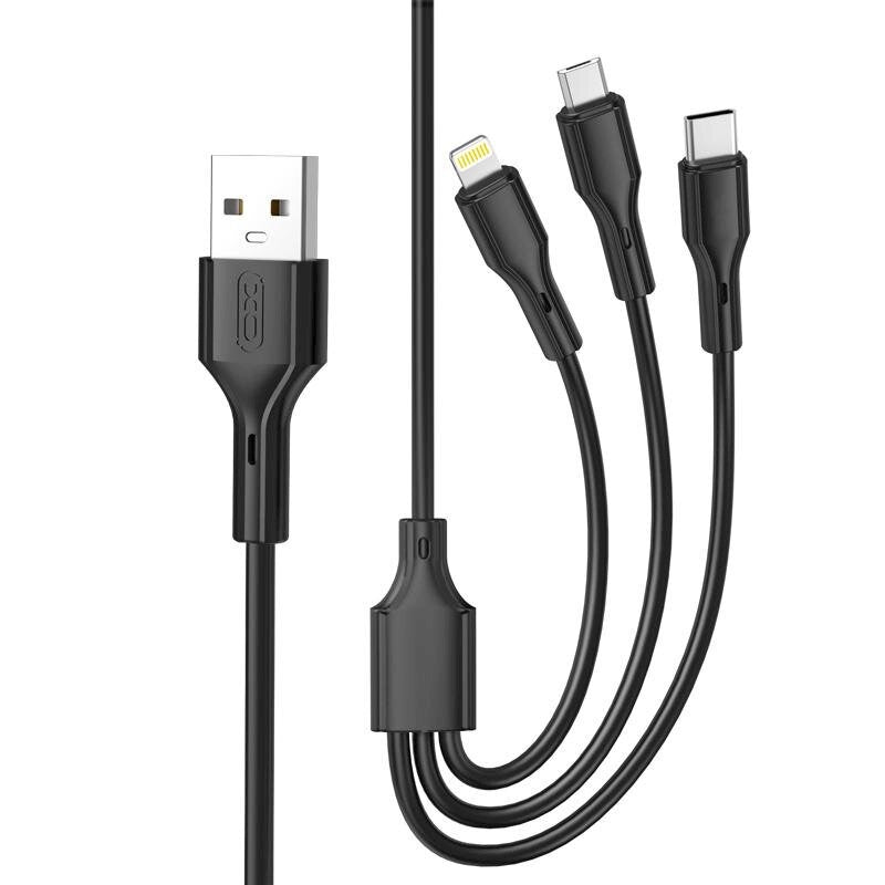 كابل XO NB230 ثلاثي USB إلى Type-C وLightning وMicroUSB
