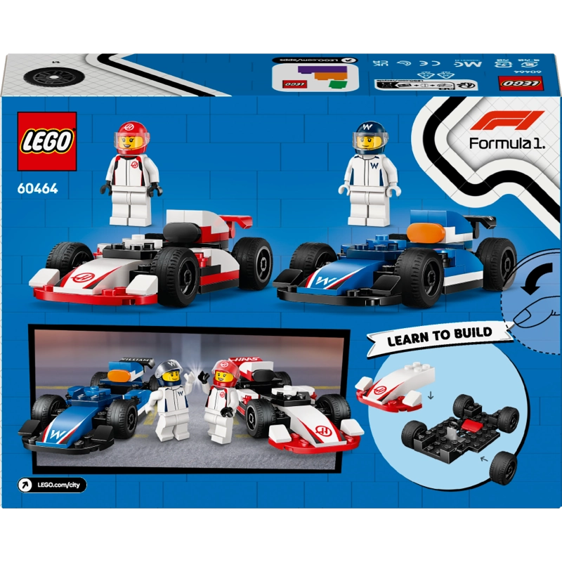 LEGO City F1 Williams Racing & Haas F1 Race Cars – 92 Pieces | Set 60464
