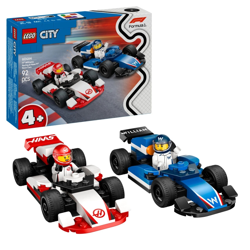 LEGO City F1 Williams Racing & Haas F1 Race Cars – 92 Pieces | Set 60464