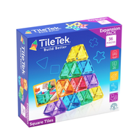 TileTek Magnetic Tiles Small Square Pack, 36 Pieces, Ages 3+
