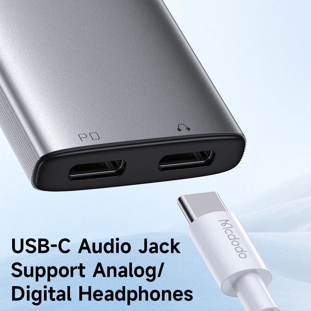 Mcdodo 2 in 1 USB C to Dual USB C Audio Adapter Charge & Listen - Black