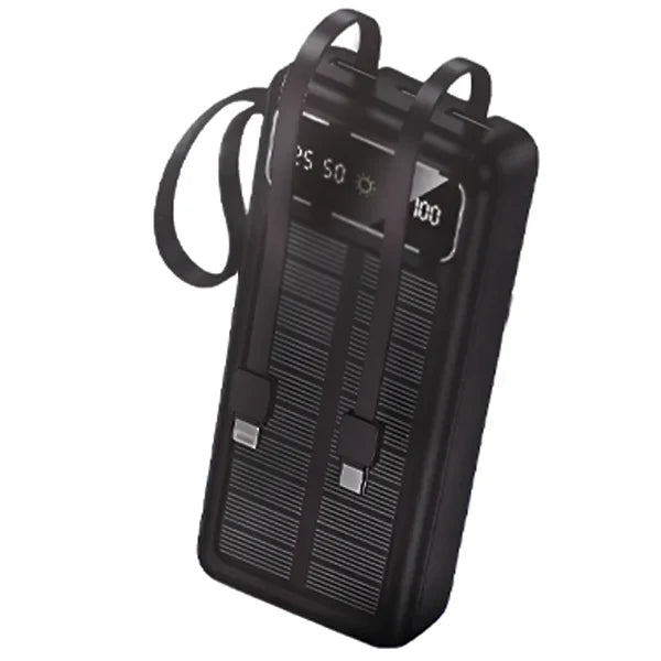 Solar Power Bank 30000mAh with LED Flashlight - Portable Charger