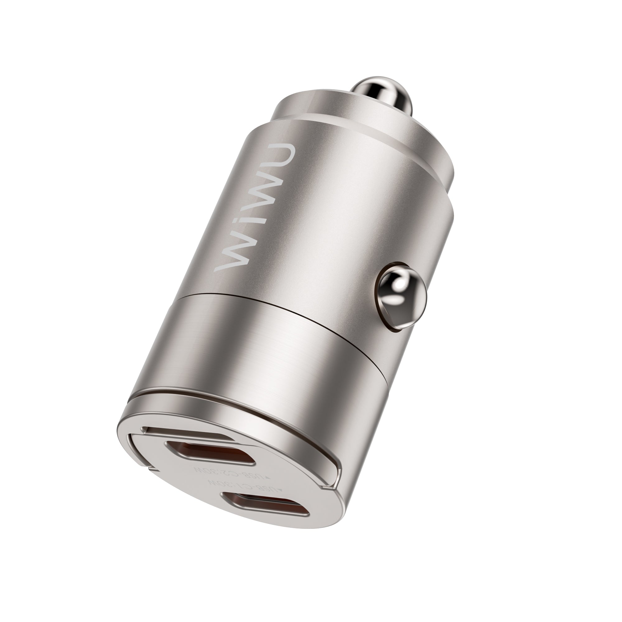 WIWU Nano Dual C 30W Fast Car Charger Compact & Powerful - Titanium