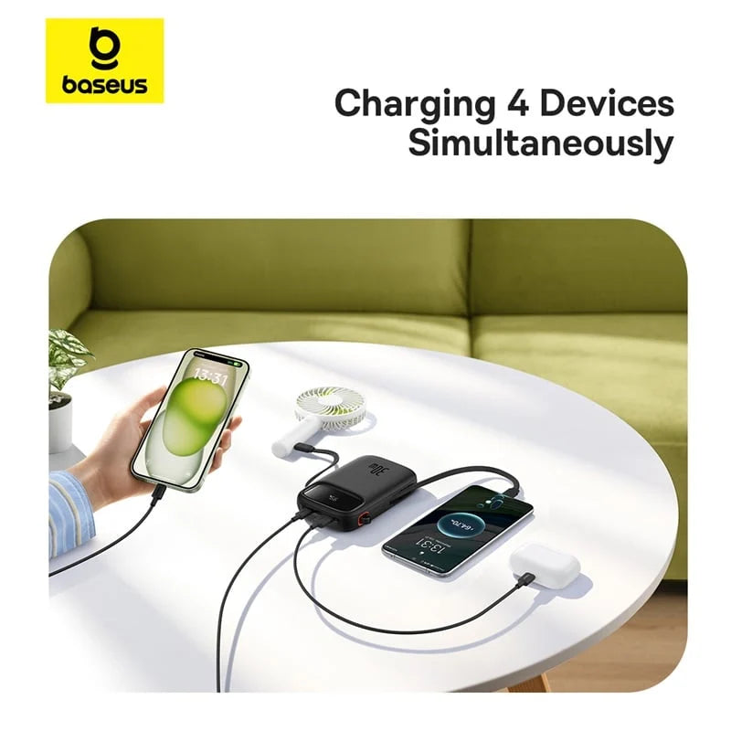 Baseus QPow 2 Digital Display Fast-Charging Power Bank with 2 Built-in Type-C Cables 30W