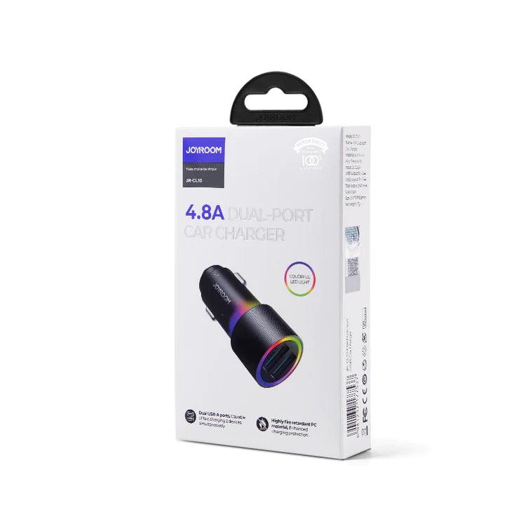 Joyroom JR CL10 Dual USB Car Charger Fast 4.8A Charging - Black