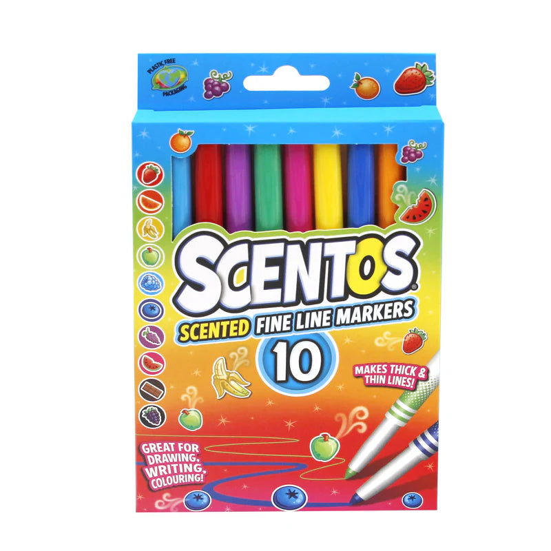 أقلام ماركر دقيقة Scentos Fine Line Markers – 10 ألوان