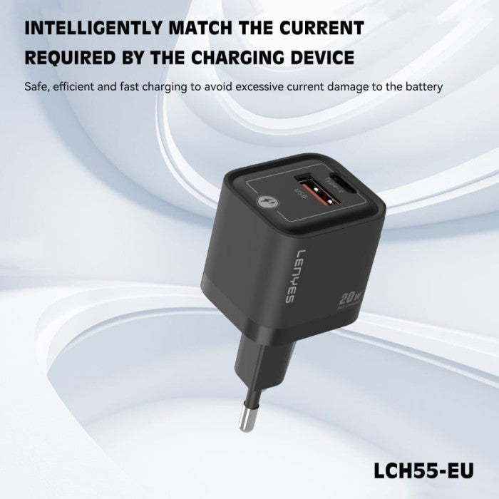 Lenyes GaN 20W Fast Charger with USB & Type-C Port