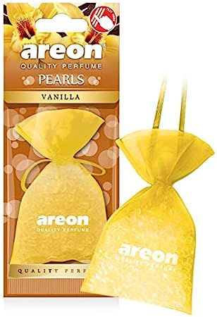 معطر هواء معلق للسيارة والمنزل من AREON Pearls I برائحة الفانيليا (عبوة من 3 قطع) 