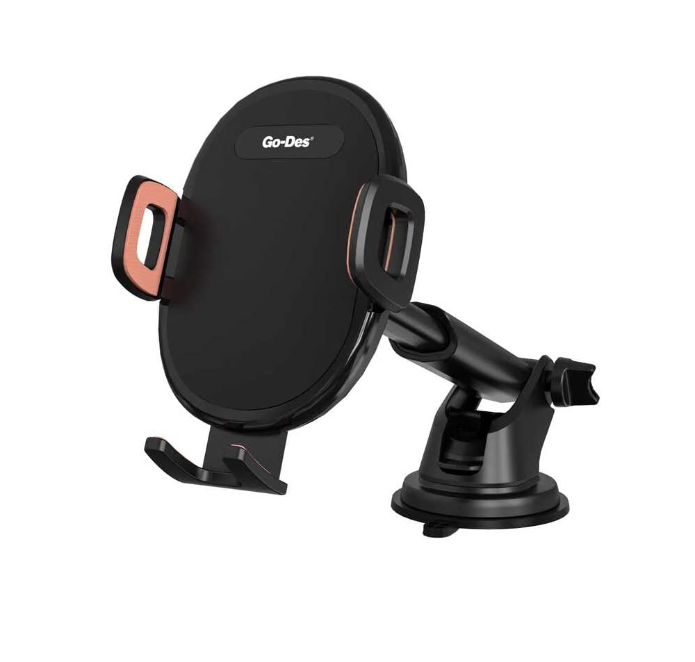 Go-Des 2 In 1 Mini Foldable Car Mount Mobile Phone Holder AutoTightening Kickstand