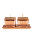 Madame Coco Renard Cruet Set of 2 – Amber Glass, Wooden Lids & Stylish Spice Storage
