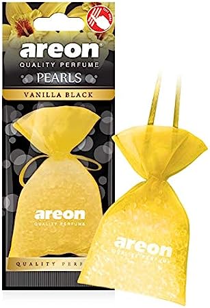 معطر هواء معلق للسيارة والمنزل من AREON Pearls I برائحة الفانيليا السوداء (عبوة من 3 قطع) 