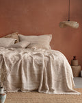 Madame Coco Ethnique Single Size Bedspread – Beige, Textured Warmth & Modern Refinement