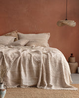 Madame Coco Ethnique Single Size Bedspread – Beige, Textured Warmth & Modern Refinement
