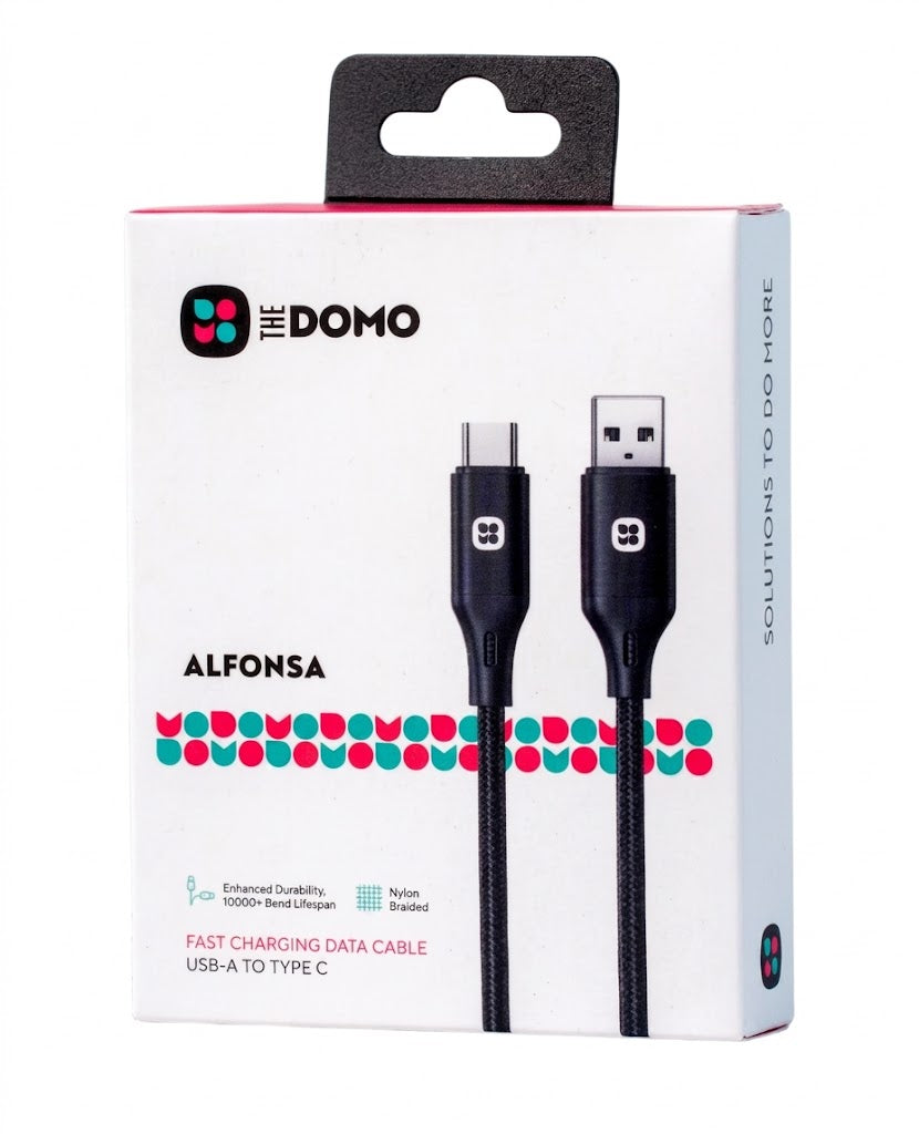DOMO ALFONSA Fast Charging Nylon Braided Cable Black
