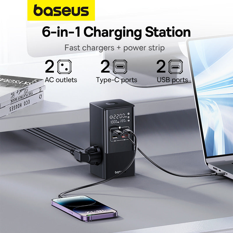 Baseus PowerCombo Tower Power Strip - 100W Multi-Port Charger