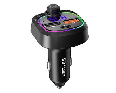 Lenyes CA902 شاحن سيارة سريع 2×USB + Type-C – أسود

