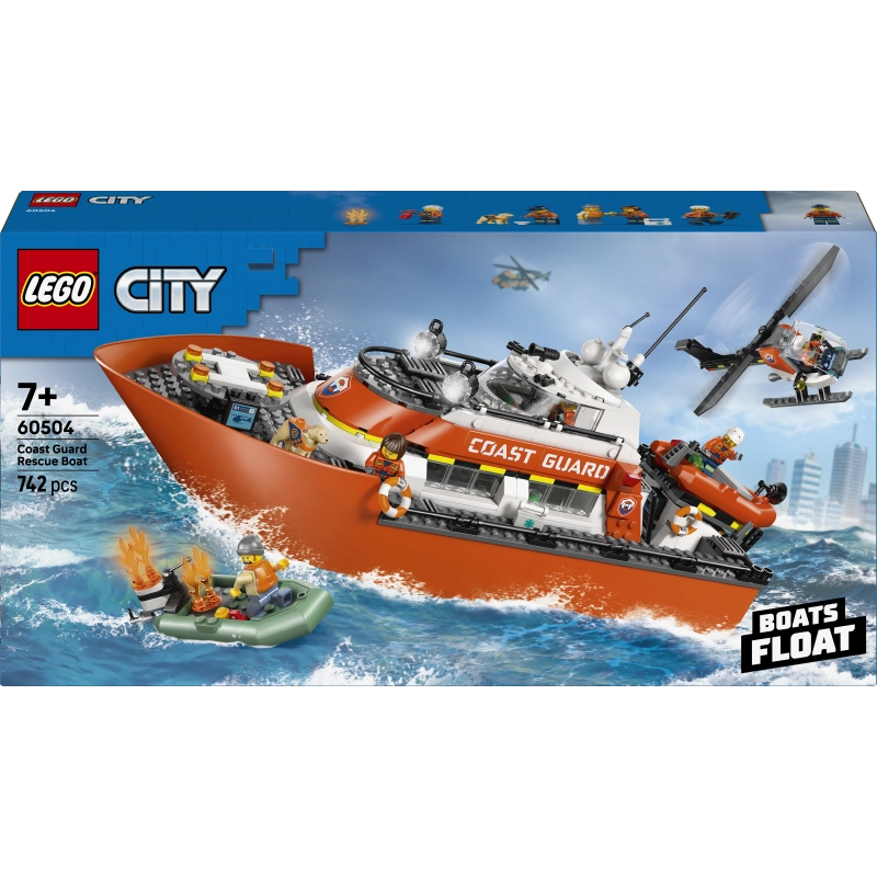 LEGO City Coast Guard Rescue Boat & Helicopter – 742 Pieces | Set 60504