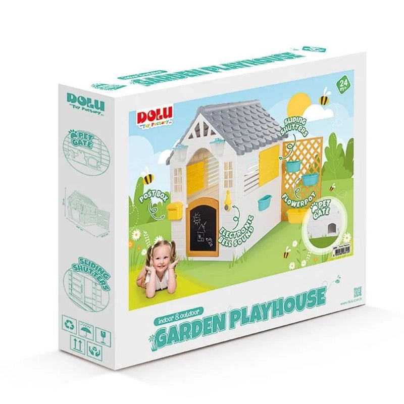 Dolu Garden Playhouse with Fence – Kids Outdoor Play House