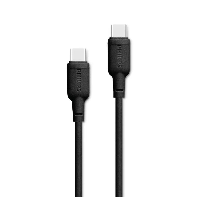 كابل Philips USB-C إلى USB-C 100W 1.2 متر – أسود
