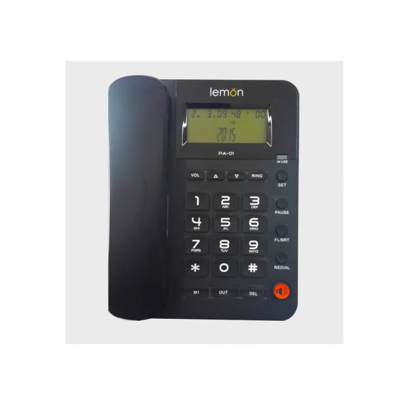 Lemon Corded Telephone with Caller ID Display, Desktop & Wall Mountable, PA-01