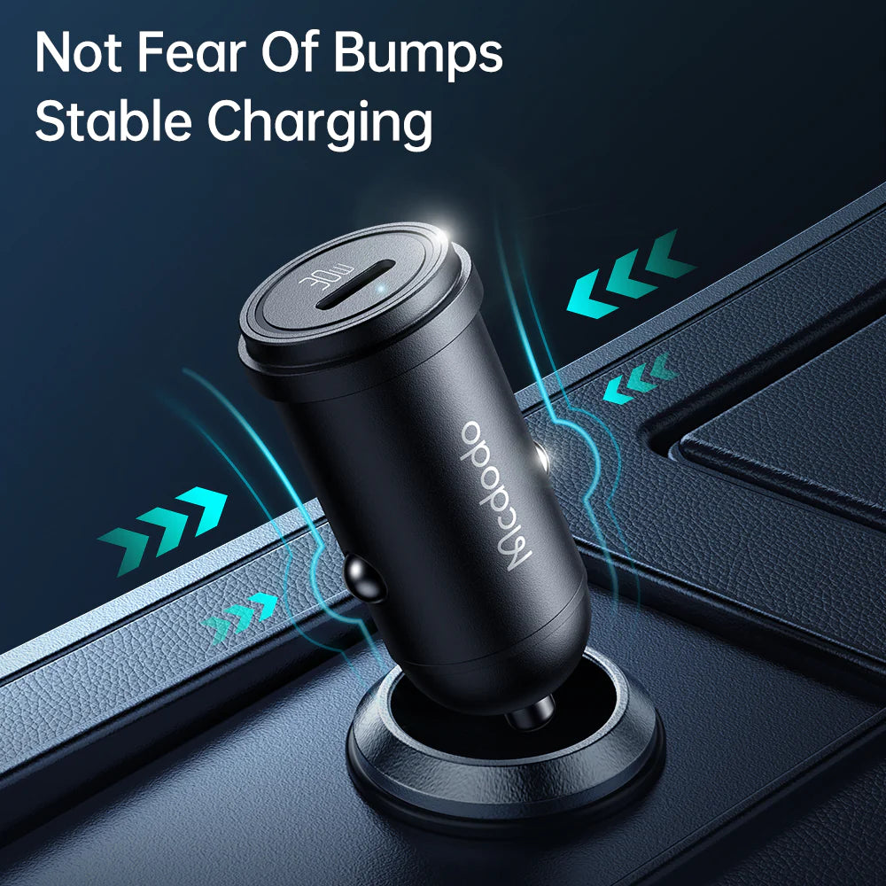 Mcdodo 30W USB C PD Fast Car Charger for On the Go Charging - Black