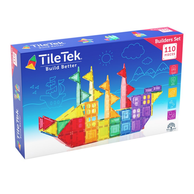 TileTek Magnetic Tiles Building Set, 110 Pieces, Ages 3+