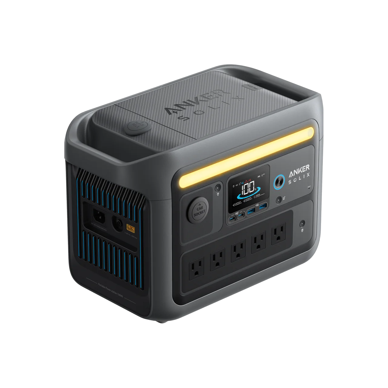 Anker SOLIX C800 Plus 1200W Portable Power Station with Camping Lights - Black