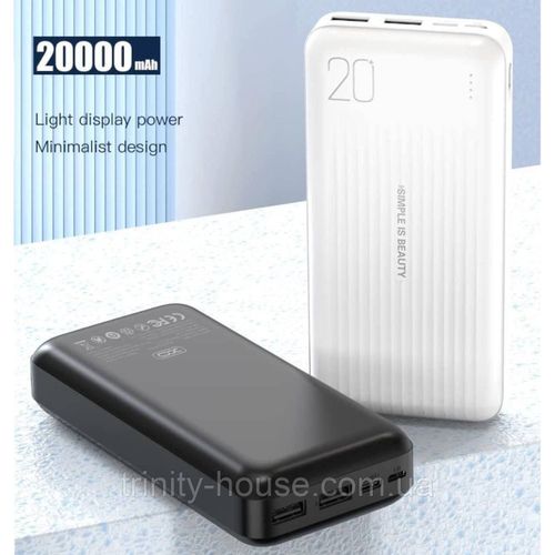 باور بانك XO PB302 20000mAh بشاشة LED – أبيض
