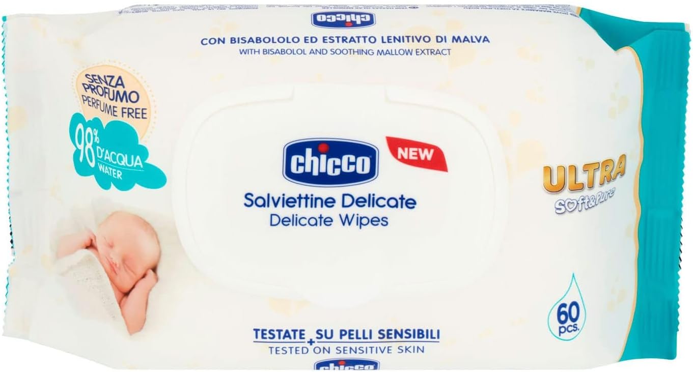 Chicco Baby Wipes Gentle & Alcohol-Free 60 Pcs