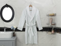 Madame Coco Carlotta Shawl Collar Bathrobe – Soft Robe in Powder & Mint