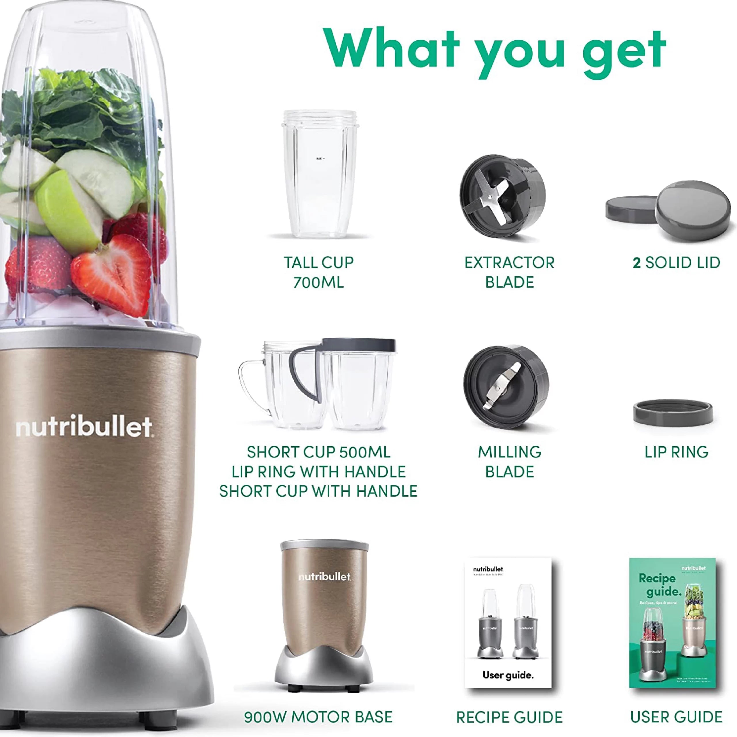 Nutribullet 900 Watt 9 Pcs - champagne