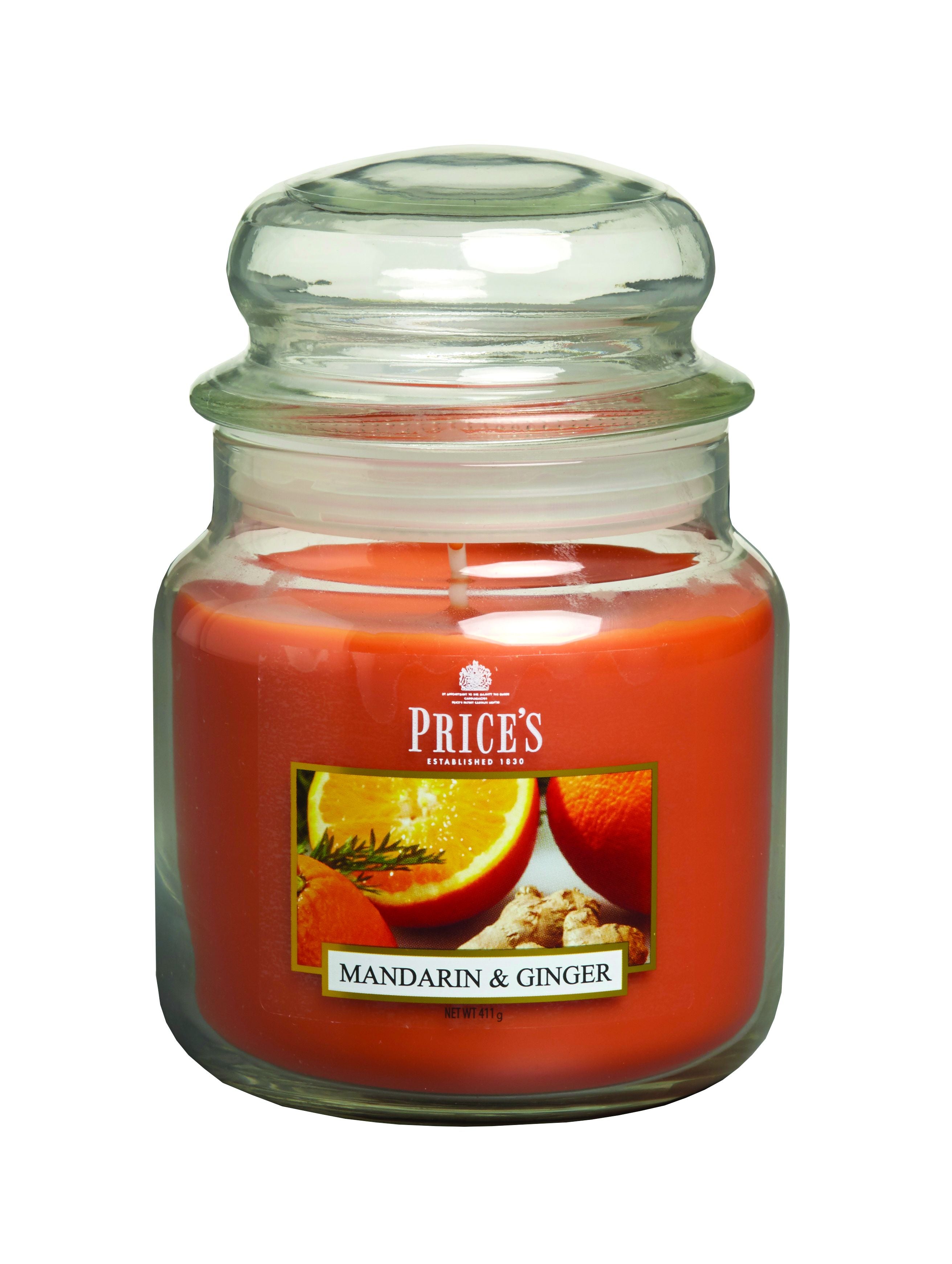 شمعة معطرة حجم متوسط برائحة المندرين و الزنجبيل مع غطاء من Price's