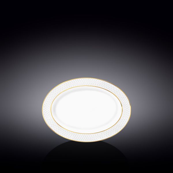 Wilmax Diamond Oval Plate 20×24cm - White & Gold