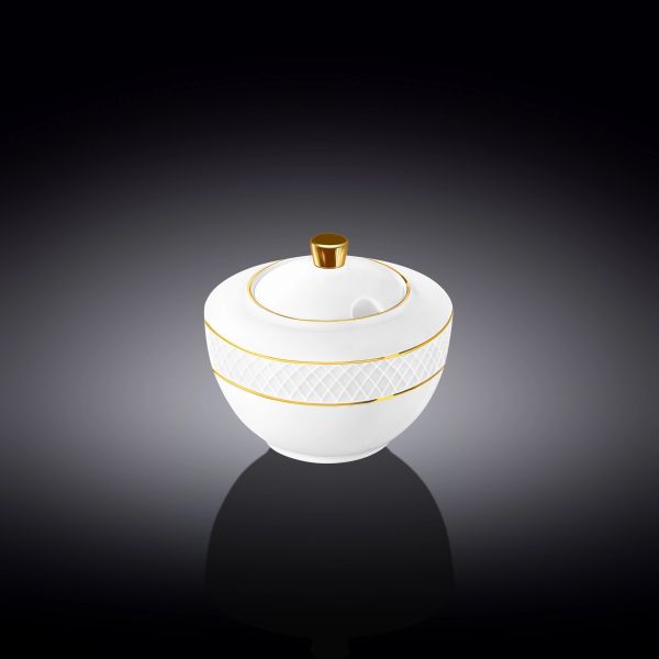 Wilmax Diamond Sugar Bowl 340ml - White & Gold