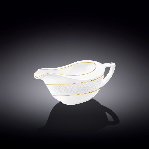 Wilmax Diamond Sauce Jug 230ml - White & Gold