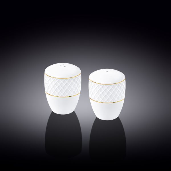 Wilmax Diamond Salt & Pepper Set - White & Gold