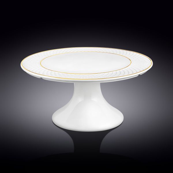 Wilmax Diamond Cake Plate 10×30 cm - White & Gold