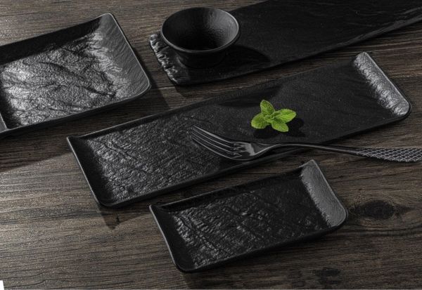 طبق مستطيل 19*14 سم من Wilmax SlateStone - اسود